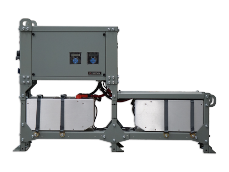 Industrial generator starting system with DC battery modules and control panel